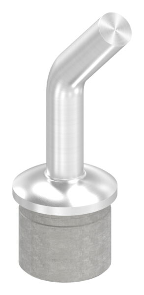 Rohrabschlussstopfen mit 135° gebogenem Stift, für Rohr 33,7x2,0mm, zum Einkleben, Stift Ø 12mm, zum Anschweißen, H: 67mm, V2A
