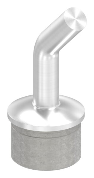 Rohrabschlussstopfen mit 135° gebogenem Stift, für Rohr 42,4x2,0mm, zum Einkleben, Stift Ø 14mm, zum Anschweißen, H: 67mm, V2A
