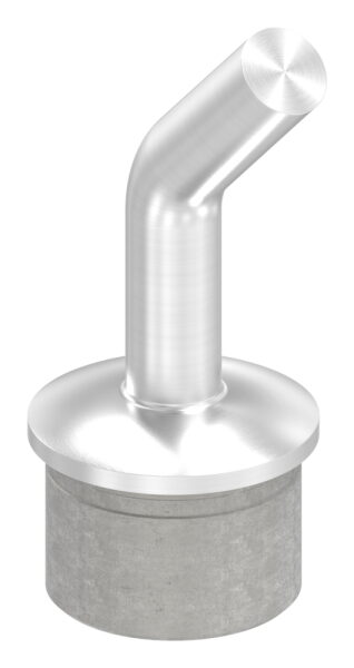 Rohrabschlussstopfen mit 135° gebogenem Stift, für Rohr 42,4x2,5mm, zum Einkleben, Stift Ø 14mm, zum Anschweißen, H: 67mm, V2A