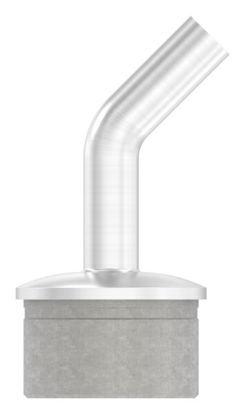 Rohrabschlussstopfen mit 135° gebogenem Stift, für Rohr 48,3x2,0mm, zum Einkleben, Stift Ø 14mm, zum Anschweißen, H: 67mm, V2A