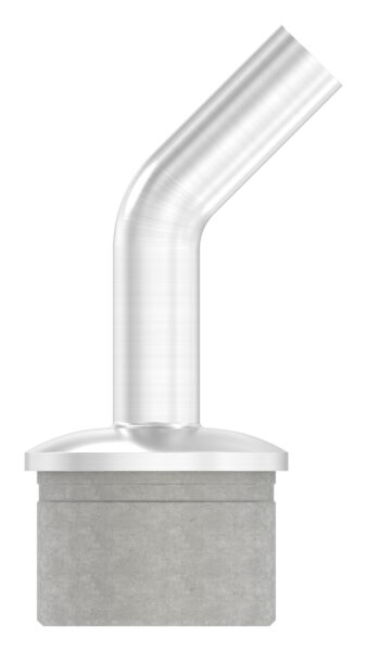 Rohrabschlussstopfen mit 135° gebogenem Stift, für Rohr 42,4x2,0mm, zum Einkleben, Stift Ø 14mm, oben Innengewinde M6, H: 67mm, V2A