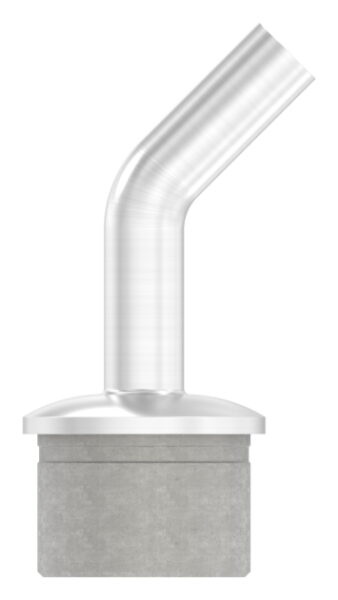 Rohrabschlussstopfen mit 135° gebogenem Stift, für Rohr 42,4x2,5mm, zum Einkleben, Stift Ø 14mm, oben Innengewinde M6, H: 67mm, V2A