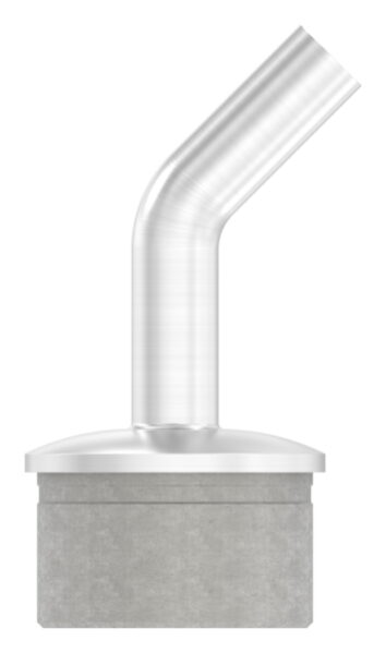 Rohrabschlussstopfen mit 135° gebogenem Stift, für Rohr 48,3x2,0mm, zum Einkleben, Stift Ø 14mm, oben Innengewinde M6, H: 67mm, V2A