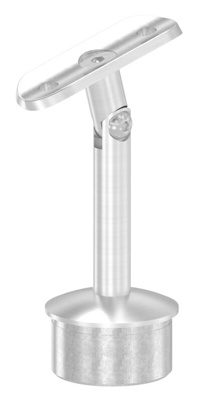 Rohrabschlussstopfen mit Gelenkstift und Handlaufanschlussplatte, Rohrabschlussstopfen für Rohr 42,4x2,0mm, zum Einkleben, Stift Ø 12mm, Handlaufanschlussplatte für Rohr 42,4mm, H: 84mm, V2A