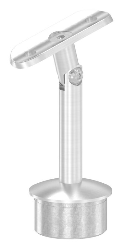 Rohrabschlussstopfen mit Gelenkstift und Handlaufanschlussplatte, Rohrabschlussstopfen für Rohr 42,4x2,5mm, zum Einkleben, Stift Ø 12mm, Handlaufanschlussplatte für Rohr 42,4mm, H: 84mm, V2A