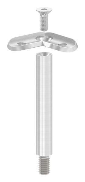 Stift Ø 12mm mit 90° Handlaufanschlussplatte für Rohr 42,4mm, H: 78mm, V2A