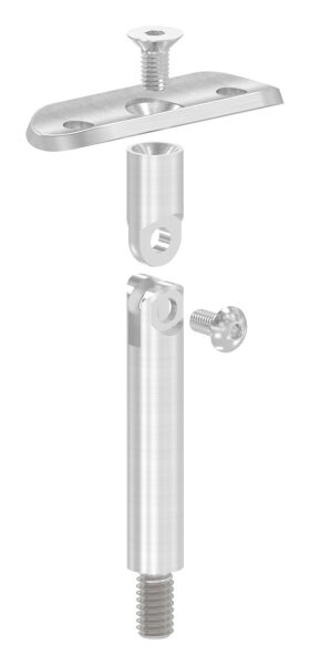 Gelenkstift Ø 12mm mit Handlaufanschlussplatte für Rohr 42,4mm, H: 78mm, V2A
