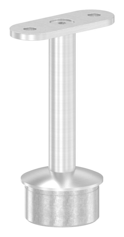 Rohrabschlussstopfen mit Stift und Handlaufanschlussplatte, Rohrabschlussstopfen für Rohr 42,4x2,0mm, zum Einkleben, Stift Ø 14mm, Handlaufanschlussplatte: flach, H: 81mm, V2A