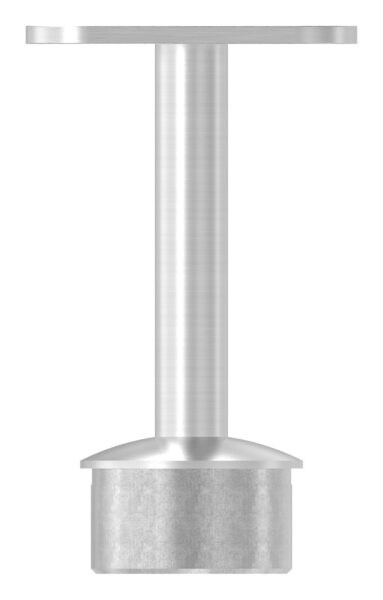 Rohrabschlussstopfen mit Stift und Handlaufanschlussplatte, Rohrabschlussstopfen für Rohr 42,4x2,0mm, zum Einkleben, Stift Ø 14mm, Handlaufanschlussplatte: flach, H: 81mm, V2A