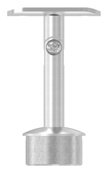 Rohrabschlussstopfen mit Stift und Handlaufanschlussplatte, mit Gelenk, Rohrabschlussstopfen für Rohr 42,4x2,0mm, zum Einkleben, Stift Ø 14mm, Handlaufanschlussplatte für Rohr 42,4mm, H: 81mm, V2A