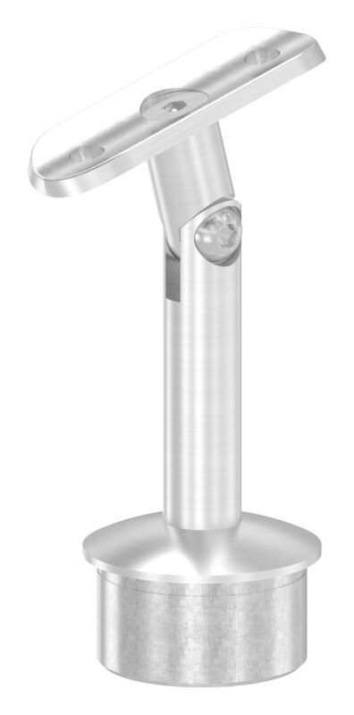 Rohrabschlussstopfen mit Stift und Handlaufanschlussplatte, mit Gelenk, Rohrabschlussstopfen für Rohr 42,4x2,5mm, zum Einkleben, Stift Ø 14mm, Handlaufanschlussplatte für Rohr 42,4mm, H: 81mm, V2A