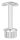 Rohrabschlussstopfen mit Stift und Handlaufanschlussplatte, Rohrabschlussstopfen für Rohr 42,4x2,0mm, zum Einkleben, Stift Ø 14mm, Handlaufanschlussplatte 90° für Rohr 42,4mm, H: 81mm, V2A