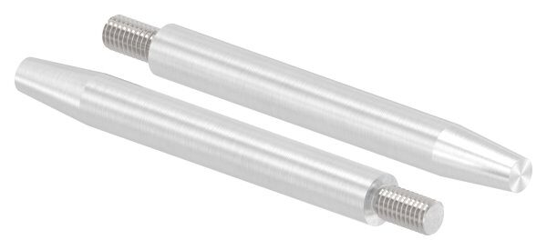 Stift Ø 12mm, L: 100mm, mit Außengewinde M8x15mm, oben auf 8mm zulaufend abgedreht, zum Anschweißen, V2A