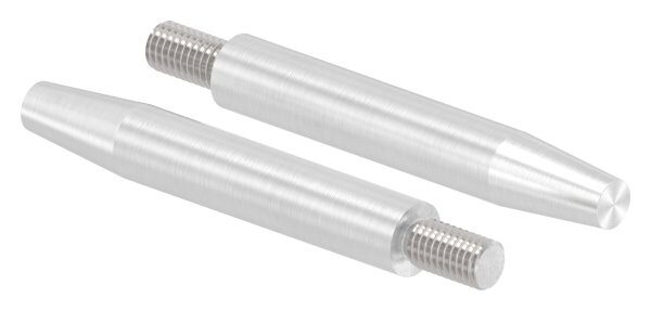 Stift Ø 12mm, L: 75mm, mit Außengewinde M8x15mm, oben auf 8mm zulaufend abgedreht, zum Anschweißen, V2A