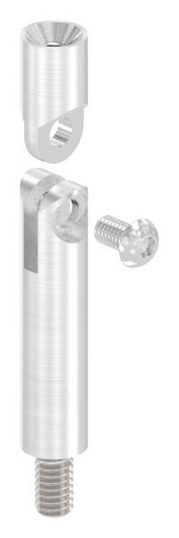 Gelenkstift Ø 14mm, L: 76mm, mit Außengewinde M8x15mm, oben Innengewinde M6x15mm, V2A