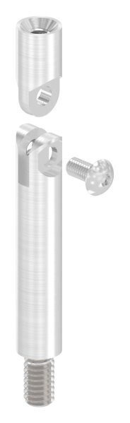 Gelenkstift Ø 12mm, L: 76mm, mit Außengewinde M8x15mm, oben Innengewinde M6x15mm, V2A