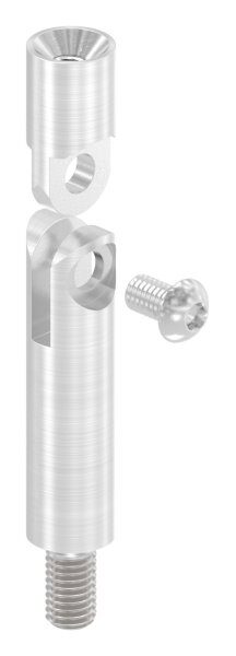 Gelenkstift Ø 14mm, L: 68mm, mit Außengewinde M8x15mm, oben Innengewinde M6x15mm, V2A