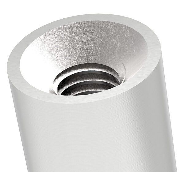 Stift Ø 14mm, L: 75mm, mit Außengewinde M8x15mm, oben Innengewinde M6x15mm, V2A