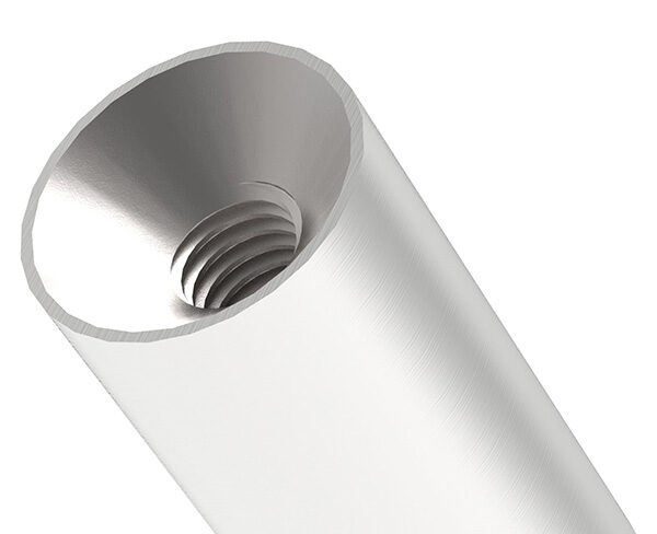 Stift Ø 14mm, L: 60mm, 135° gebogen, mit Außengewinde M8x15mm oben Innengewinde M6x20mm, V2A