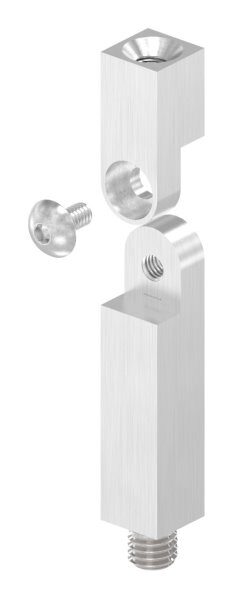 Gelenkstift aus 12x12mm, L: 68mm, mit Außengewinde M8x9mm, oben Innengewinde M6x15mm, V2A