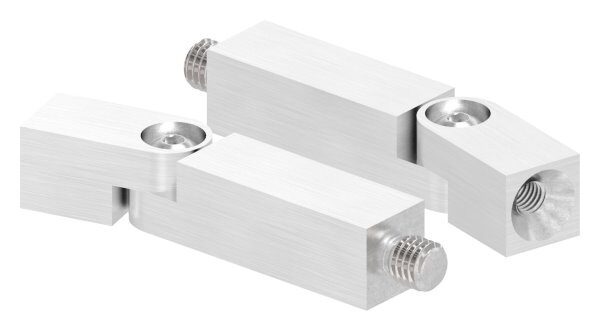 Gelenkstift aus 14x14mm, L: 68mm, mit Außengewinde M8x9mm, oben Innengewinde M6x15mm, V2A