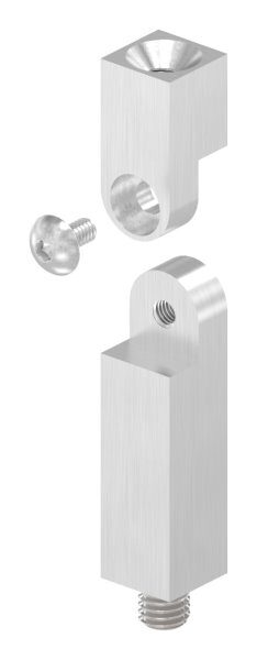 Gelenkstift aus 14x14mm, L: 68mm, mit Außengewinde M8x9mm, oben Innengewinde M6x15mm, V2A