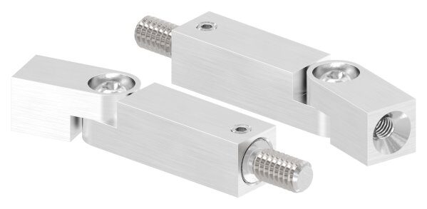 Gelenkstift aus 14x14mm um 360° drehbar, L: 68mm, mit Außengewinde M8x12mm, oben Innengewinde M6x15mm, V2A