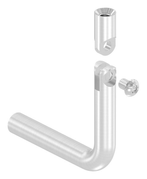 Bügel Ø 12mm, mit Gelenk, Schenkellänge: 75x75mm, 90° gebogen, mit Innengewinde M6x20mm und M6x10mm, V2A
