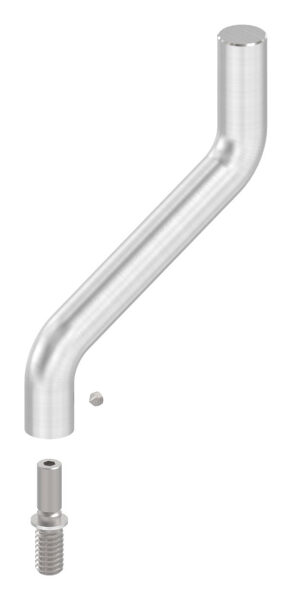 Bügel Ø 14mm, 2x 30° gebogen, H: 100mm, Achsabstand: 70mm, 1x Außengewinde M8x15, oben zum Anschweißen, V2A