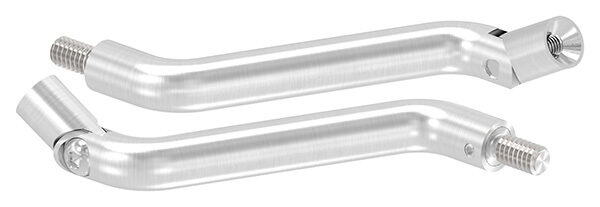 Bügel Ø 14mm mit Gelenk, 2x 30° gebogen, H: 100mm, Achsabstand: 70mm, 1x Außengewinde M8x15, oben mit M6x15 Innengewinde, V2A