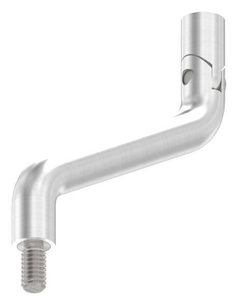 Bügel Ø 14mm mit Gelenk, 2x 30° gebogen, H: 100mm, Achsabstand: 70mm, 1x Außengewinde M8x15, oben mit M6x15 Innengewinde, V2A