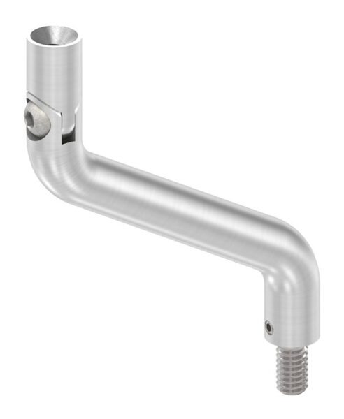 Bügel Ø 14mm mit Gelenk, 2x 30° gebogen, H: 100mm, Achsabstand: 70mm, 1x Außengewinde M8x15, oben mit M6x15 Innengewinde, V2A