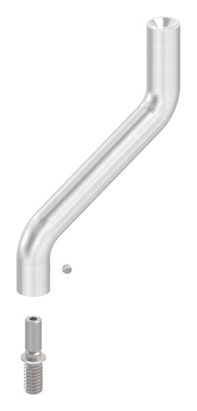 Bügel Ø 14mm, 2x 30° gebogen, H: 100mm, Achsabstand: 70mm, 1x Außengewinde M8x15, oben mit M6x15 Innengewinde, V2A