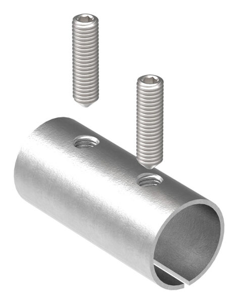Verbindungshülse für Rohr 33,7x2,0mm, mit Klemmschrauben, L: 65mm, V2A