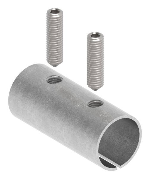 Verbindungshülse für Rohr 33,7x2,5mm, mit Klemmschrauben, L: 65mm, V2A