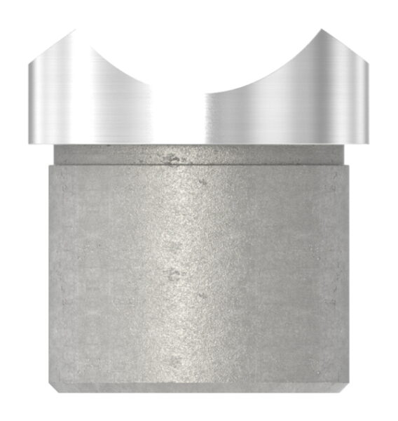 Rohrsattel für Rohr 33,7x2,0mm, Anschluss oben: Rohr 42,4mm, V2A