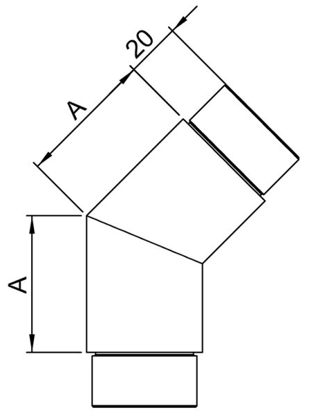 Eckstück 135°, zum Stecken, für Rohr 42,4x2,0mm, V2A