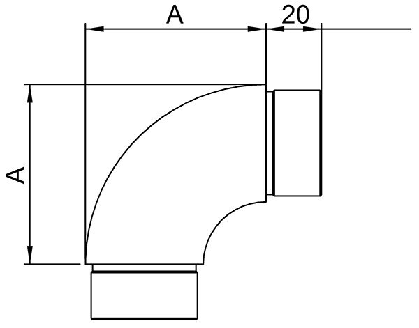 Rohrbogen 90°, zum Stecken, für Rohr 42,4x2,0mm, V2A