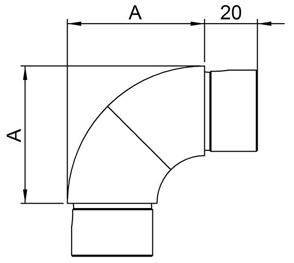 Rohrbogen 90°, zum Stecken, verstellbar, für Rohr 42,4x2,0mm, V2A