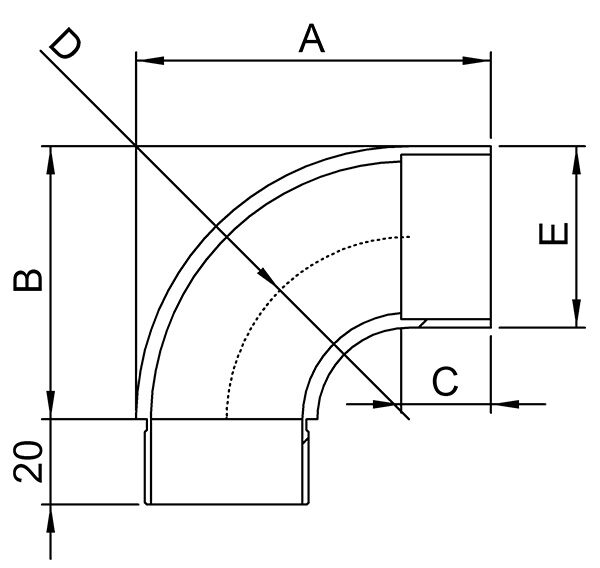 Anschlussbogen 90°, zum Stecken, für Rohr 42,4x2,0mm, V2A
