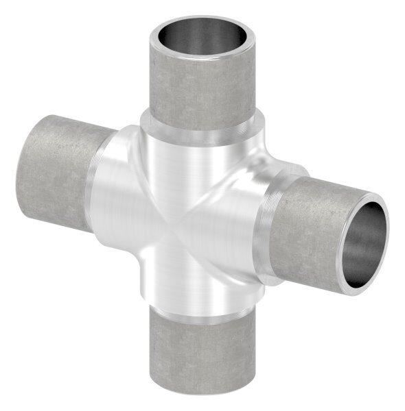 Kreuzstück mit gleichen Abgängen, zum Stecken, für Rohr 26,9x2,0mm, V2A