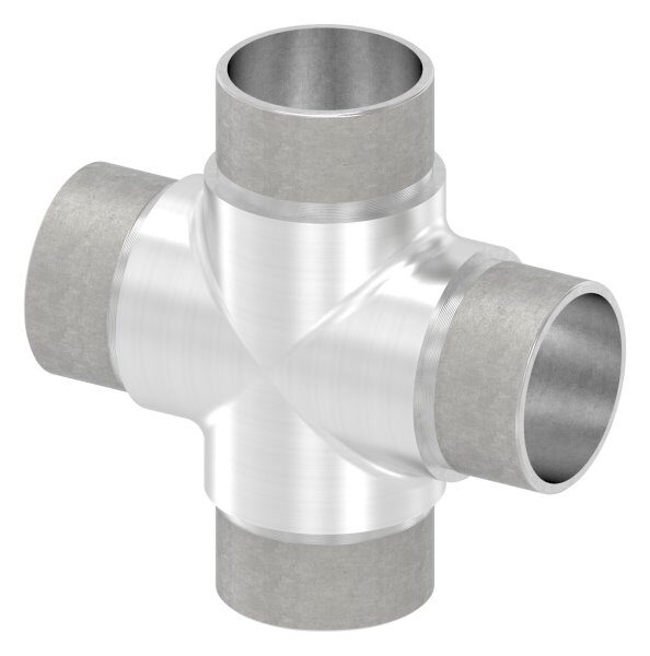 Kreuzstück mit gleichen Abgängen, zum Stecken, für Rohr 42,4x2,0mm, V2A
