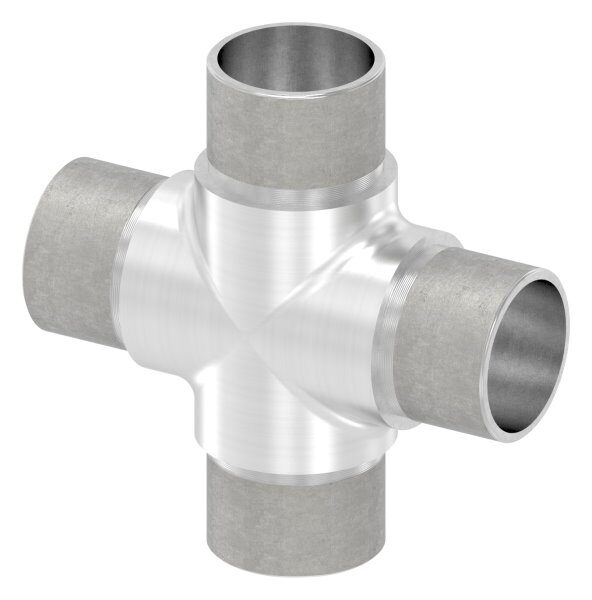 Kreuzstück mit gleichen Abgängen, zum Stecken, für Rohr 33,7x2,0mm, V2A