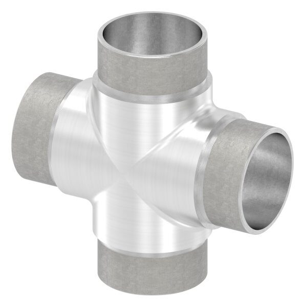 Kreuzstück mit gleichen Abgängen, zum Stecken, für Rohr 48,3x2,0mm, V2A