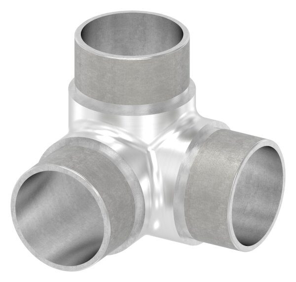 Ecke 90° mit Abgang, zum Stecken, alle Abgänge für Rohr 42,4x2,0mm, V2A