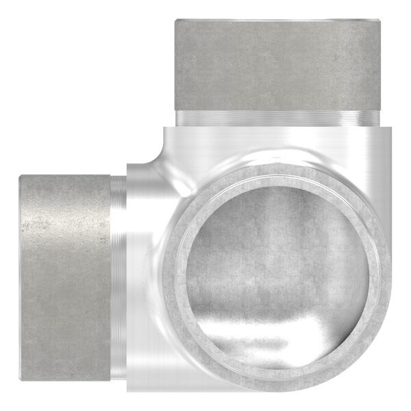 Ecke 90° mit Abgang, zum Stecken, alle Abgänge für Rohr 42,4x2,0mm, V2A