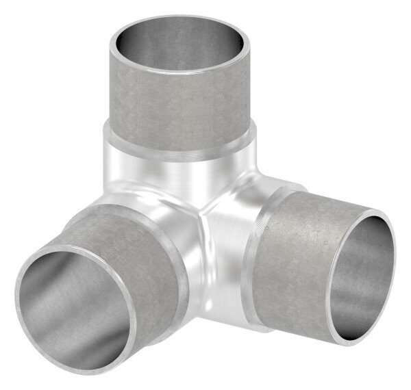 Ecke 90° mit Abgang, zum Stecken, alle Abgänge für Rohr 48,3x2,0mm, V2A