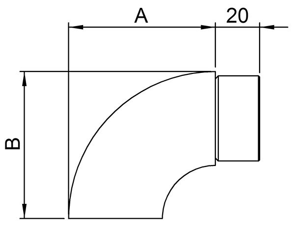 Endbogen 90°, zum Stecken, für Rohr 42,4x2,0mm, flach, V4A
