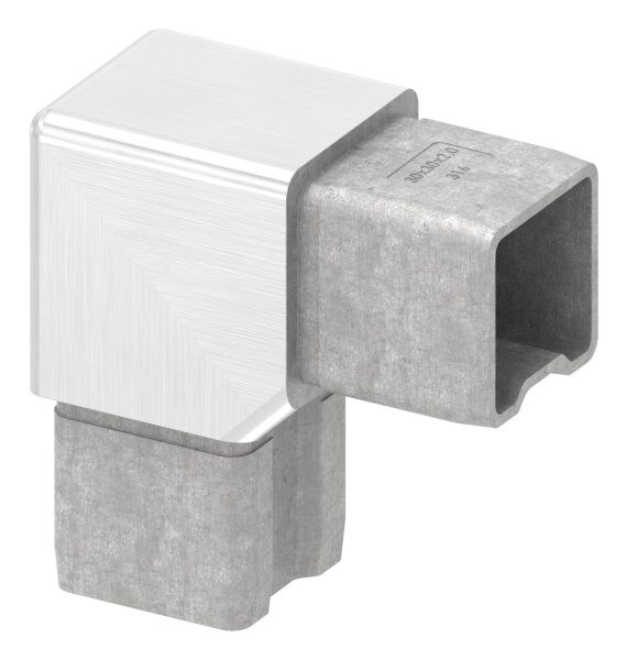 Verbinder 90°, zum Stecken, für Rohr 30x30x2,0mm, V4A
