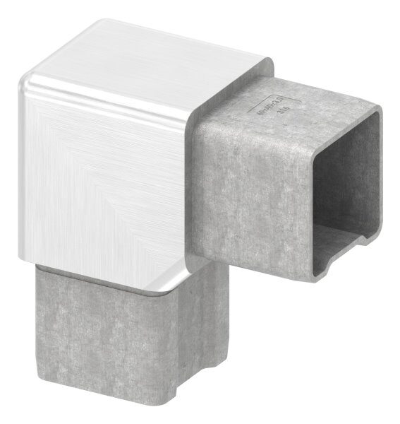 Verbinder 90°, zum Stecken, für Rohr 40x40x3,0mm, V4A